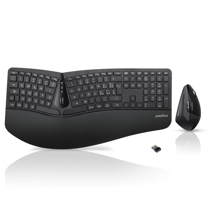Perixx Periduo, Set, ergonomische Tastatur mit vertikaler Maus. Full-Size Wireless, Full-Size Wirele