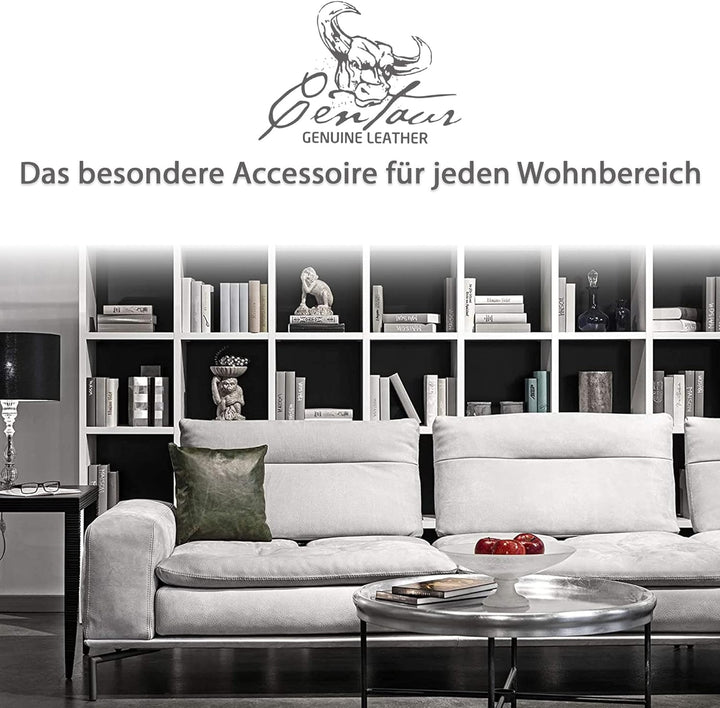 Centaur - Deko Lederkissen 40 x 40 cm für Sofa oder Schlafzimmer smaragdgrün - Echt Leder Kissen Ech