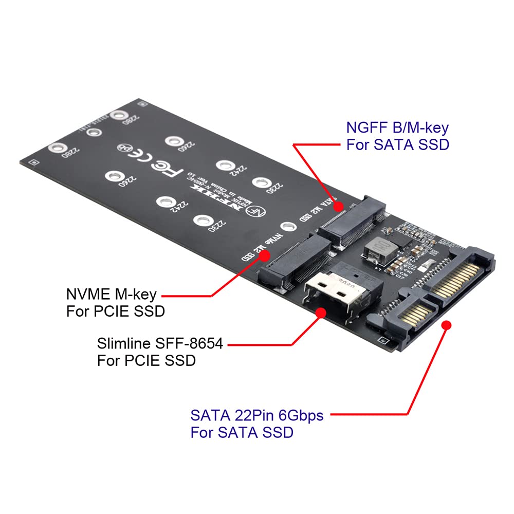 NFHK SFF-8654 Kabel & Karte U2 Kit NGFF M-Key auf Slimline SAS NVME PCIe SSD SATA Adapter für Mainbo