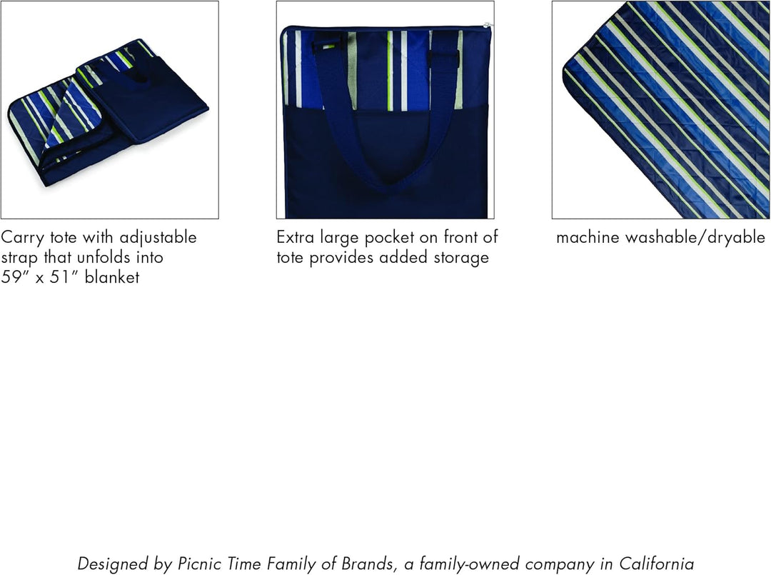 PICNIC TIME ONIVA - a Brand Picknick Zeit Vista Outdoor Decke, Navy/Lime Stripes, 16 x 11 x 3, Navy/