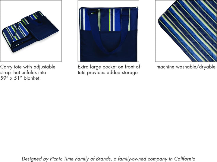 PICNIC TIME ONIVA - a Brand Picknick Zeit Vista Outdoor Decke, Navy/Lime Stripes, 16 x 11 x 3, Navy/