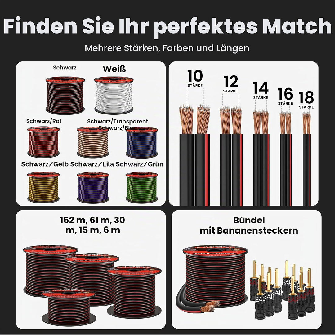 14 AWG Lautsprecherkabel, GearIT Pro Series 14 AWG (50 Fuss / 15,24 Meter) - Ideal geeignet für Heim