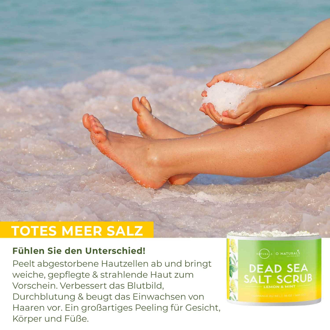 Ultra Körperpeeling Body Scrub Lemon Mint 510g - Natürliches Körperpeeling mit Totem Meer Salz - Feu