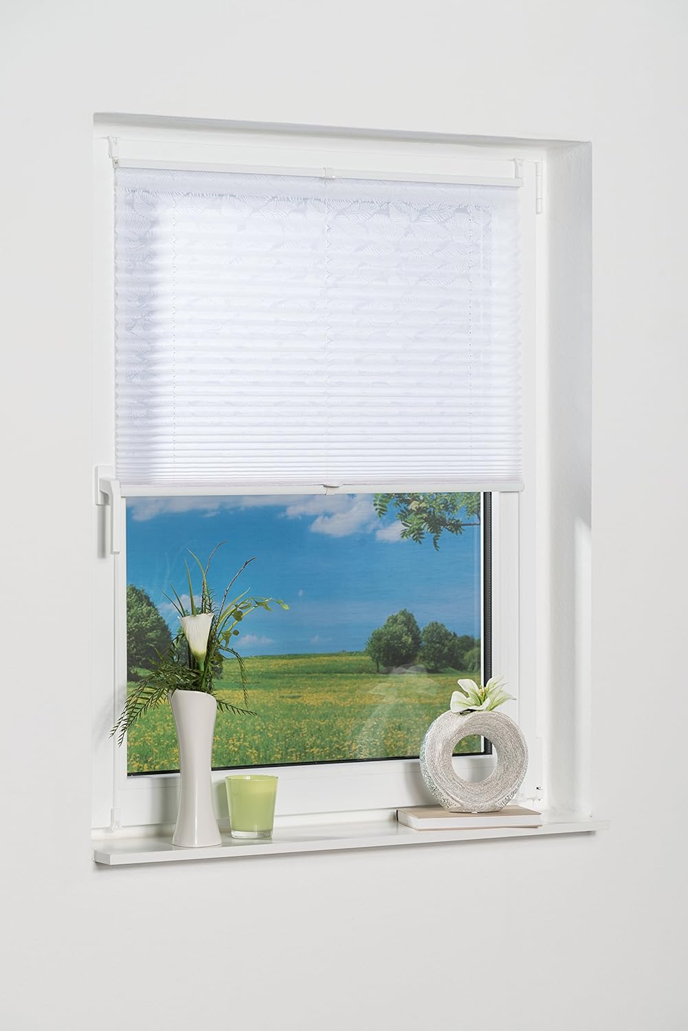 K-home Klemmfix-Plissee , Ausbrenner Stoff, weiss, 100 x 130 cm (B x L) 100 x 130 cm Ausbrenner Stof