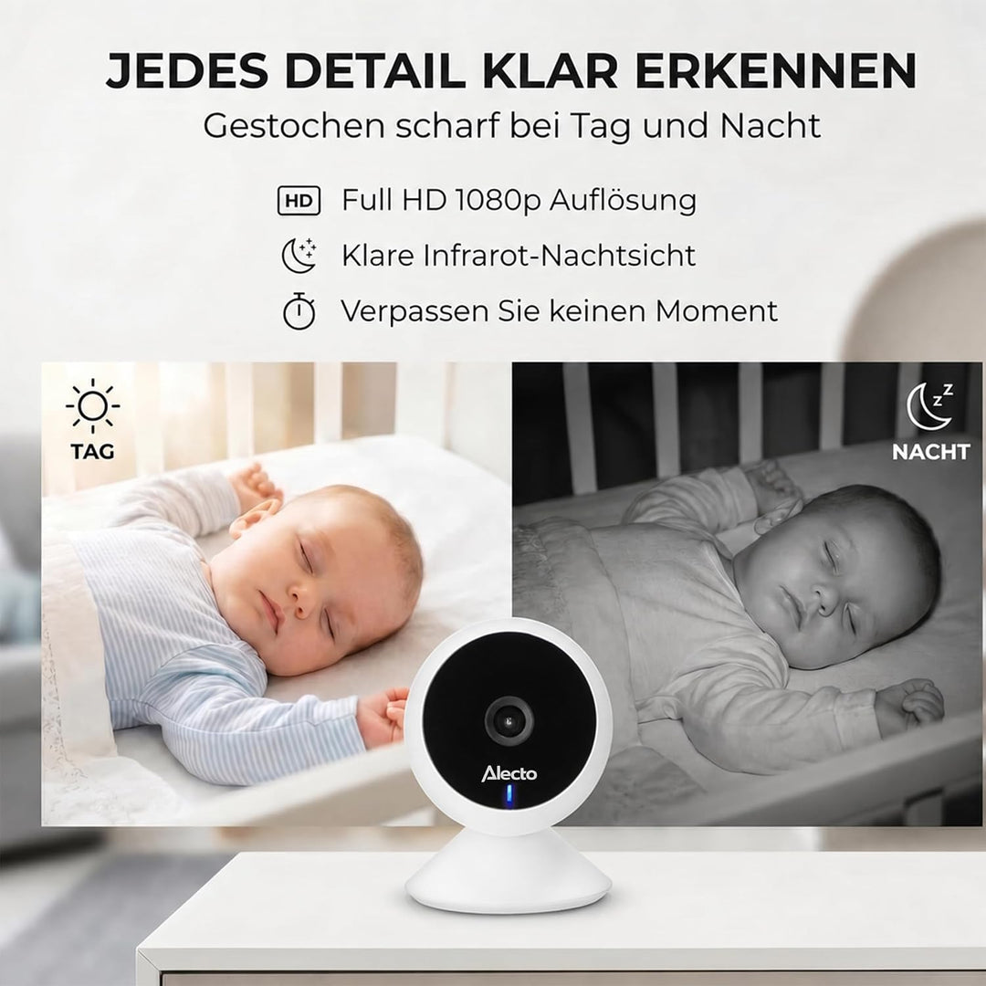 Alecto Smartbaby5 Babyphone mit Kamera - WLAN Babyphone mit Kamera - Gegensprechfunktion - Infrarot-