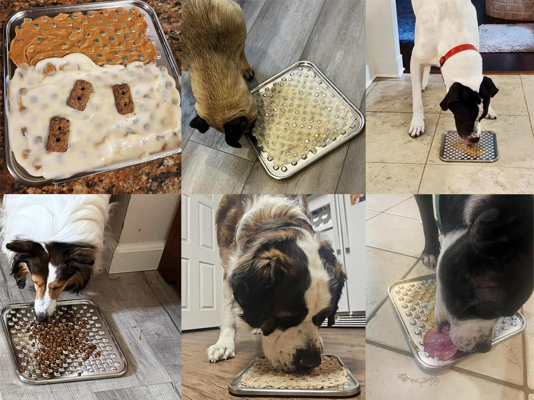 Edelstahl Grosse Leckmatte für Hunde & Katzen, kaufest Slow Feeder, Angstreduzierer, Schnurrhaarfreu