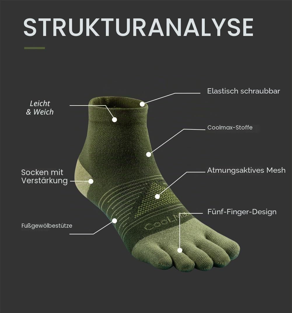 Zehensocken für Frauen Männer Coolmax Laufsocken 5 Fingersocken athletische Zehensocken 3 Paar 35-38