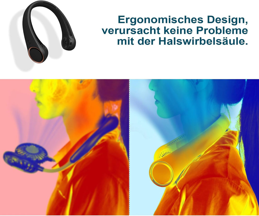 CIVPOWER Tragbarer Hals-Ventilator, händefrei, blattloser Ventilator, 360°-Kühlung, persönlicher Ven