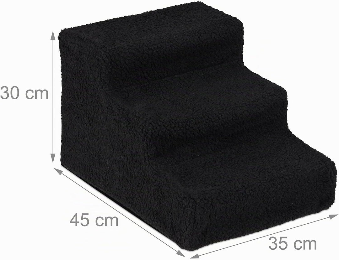 Relaxdays Hundetreppe 3 Stufen, kleine &amp; grosse Hunde, Bett &amp; Couch, Stoffbezug, Tiertreppe innen, 3