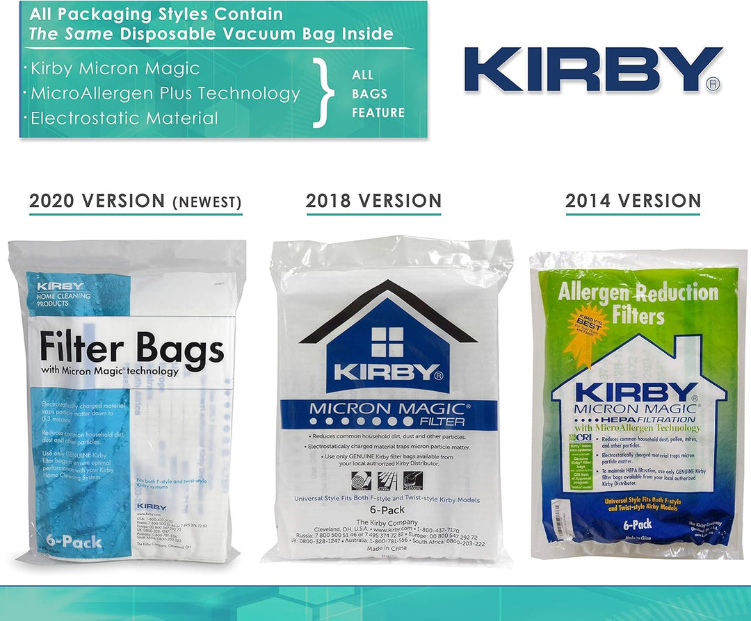 Original Kirby F-Style Micron Magic Filtertüten für Sentria G10 Staubsauger, 6 Stück Fits Generation