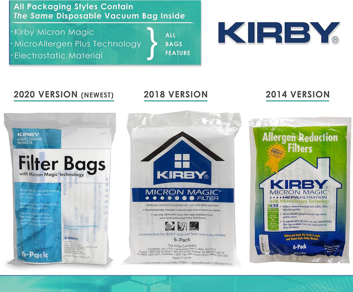 Original Kirby F-Style Micron Magic Filtertüten für Sentria G10 Staubsauger, 6 Stück Fits Generation