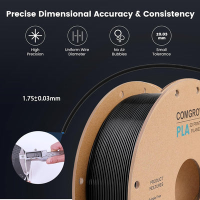 PLA 3D-Drucker Filament, 3D-Drucker PLA Filament 1,75 mm, Massgenauigkeit +/- 0,02 mm, 1KG Spule PLA