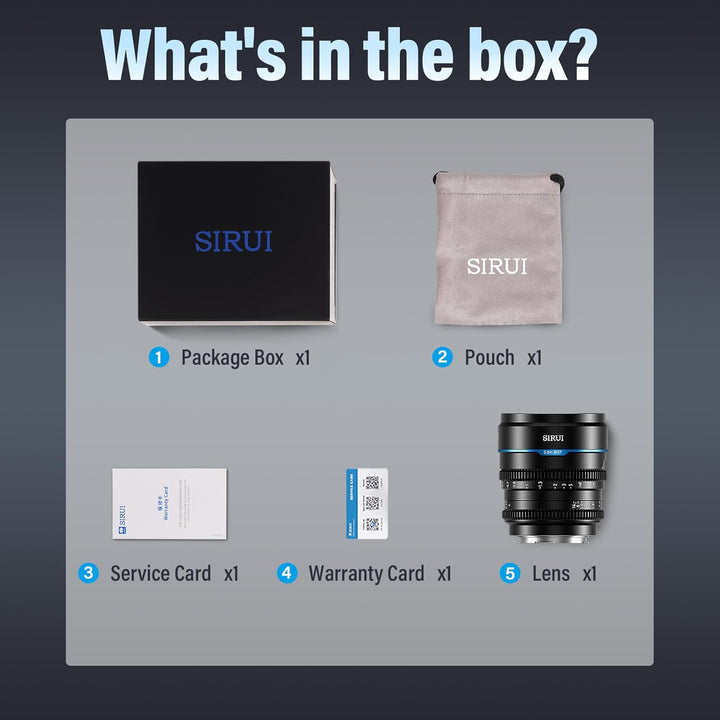 SIRUI Night Walker 75 mm T1.2 S35 Teleobjektiv Cine Objektiv, grosse Blende, manueller Fokus, MS75L-