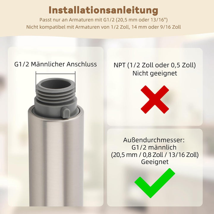 Hibbent Brausekopf Küchenarmatur, Geschirrbrause Ersatzkopf 2 Strahlarten, Badezimmer Wasserhahn Kop