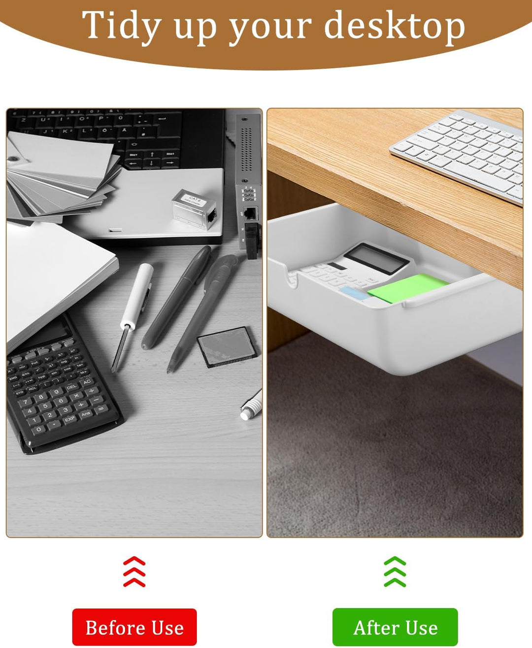 Cotepi Schublade unter Schreibtisch, Versteckte Schubladenbox, Selbstklebende Organizer, Selbstklebe