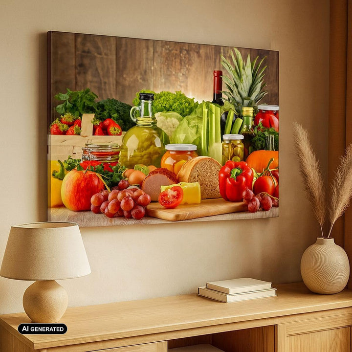 Bilder auf Leinwand Lebensmittel Gemüse Brokkoli Fleisch Leinwandbild 70x50cm Wandbilder Dekoration