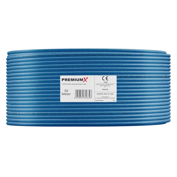 Premium X 50m CAT 8 Netzwerkkabel Duplex LAN-Kabel Ethernet Datenkabel S/FTP PiMF PoE Cca Cat8 Insta