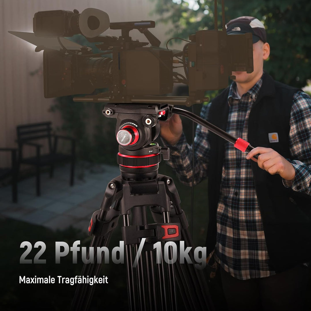 NEEWER 74" Pro Videostativ mit Einstellbarem Dämpfung Fluidkopf,Metall Dual Mode QR Platte,kompatibe