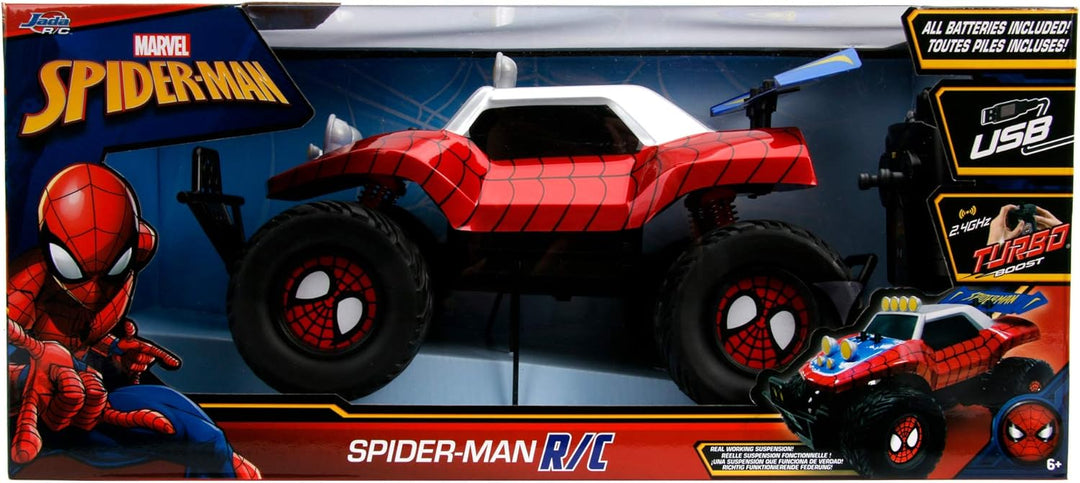 Jada Toys 253228000 Spider Marvel RC Spiderman, Buggy, Ferngesteuertes Auto, Turbofunktion, 2-Kanal