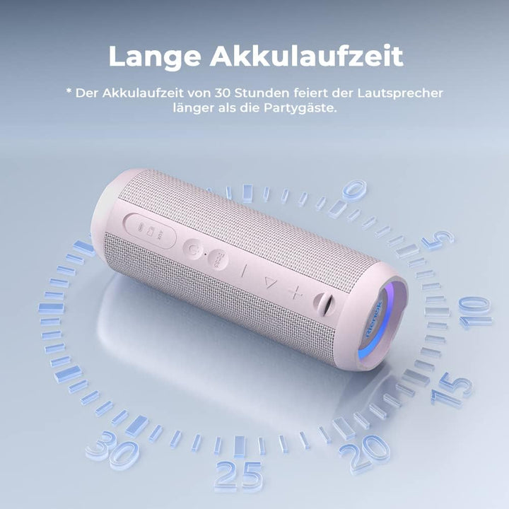 RIENOK Bluetooth Lautsprecher mit Licht Bluetooth 5.3 Musikbox Bass Kabellos Box mit IPX7 wasserdich