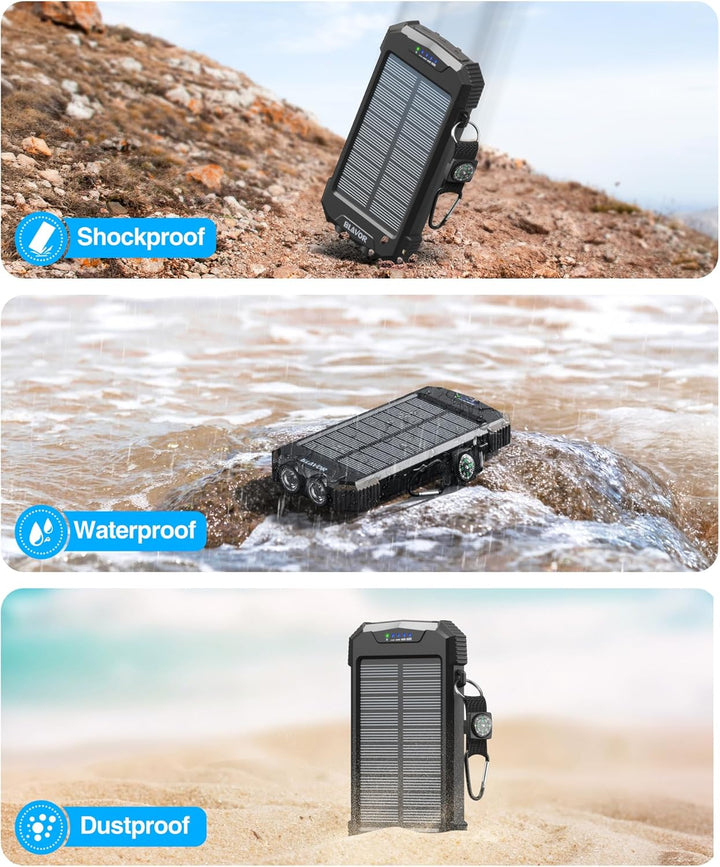 BLAVOR Solar Powerbank Solar Ladegerät 10000mAh, PD 20W Schnelles Laden tragbare USB C Powerbank mit