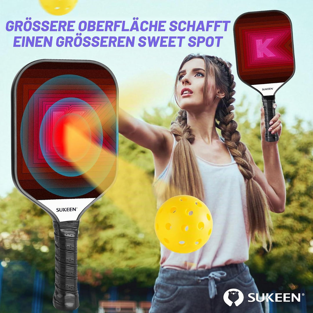 Sukeen Pickleball Schläger Set von 2, Fiberglas Oberfläche Pickleball Set mit Pickleball Racket, Pic