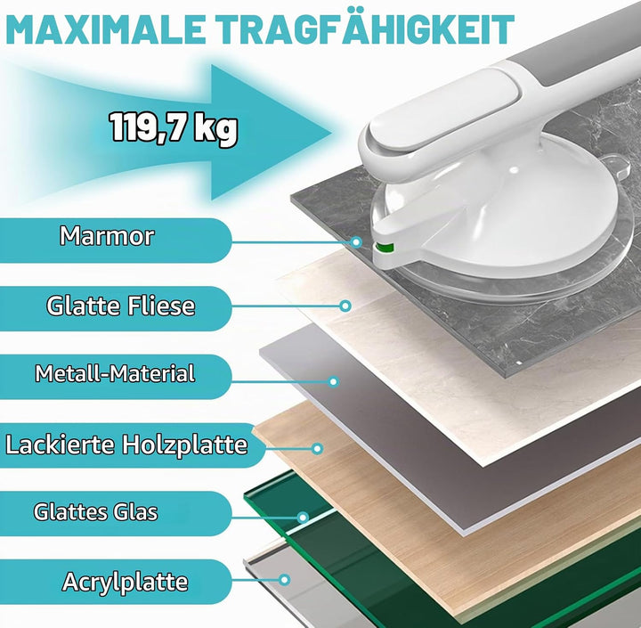 Haltegriffe für Senioren, Haltegriff Dusche Ohne Bohren, Haltegriff mit Saugnapf, Duschgriff für Sen