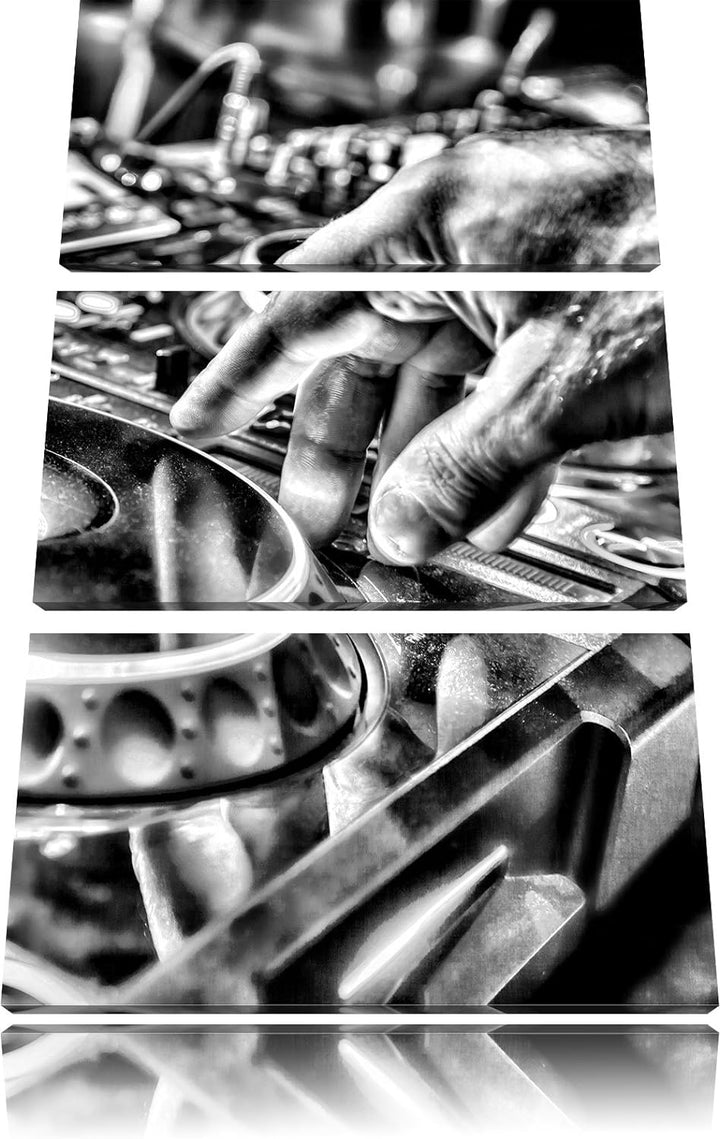 Pixxprint DJ Pult als Leinwandbild/Grösse: 3 Teilig (120x80 cm) cm/Wandbild/Kunstdruck/fertig bespan