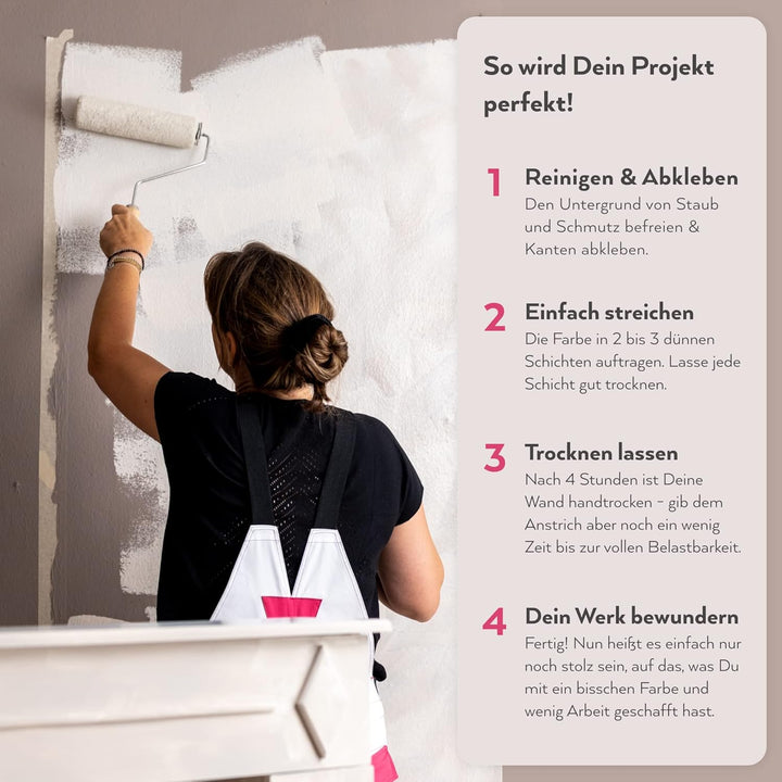 MissPompadour edelmatte Wandfarbe Grün mit Grau 1L - sehr hohe Deckkraft - geruchsneutrale, spritzfr