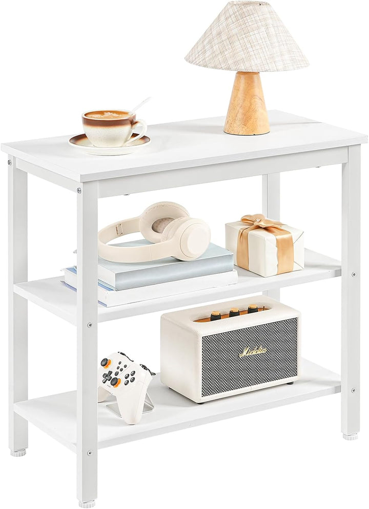 HOOBRO Beistelltisch, Nachttisch mit 3 Ablage, Sofatisch Industriestil, Nachtschrank, Schlafzimmer,