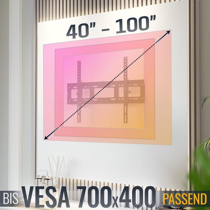 RICOO TV Wandhalterung Fernseher Neigbar Flach Slim für 37-80 Zoll, Universal TV Halterung R07, Fern