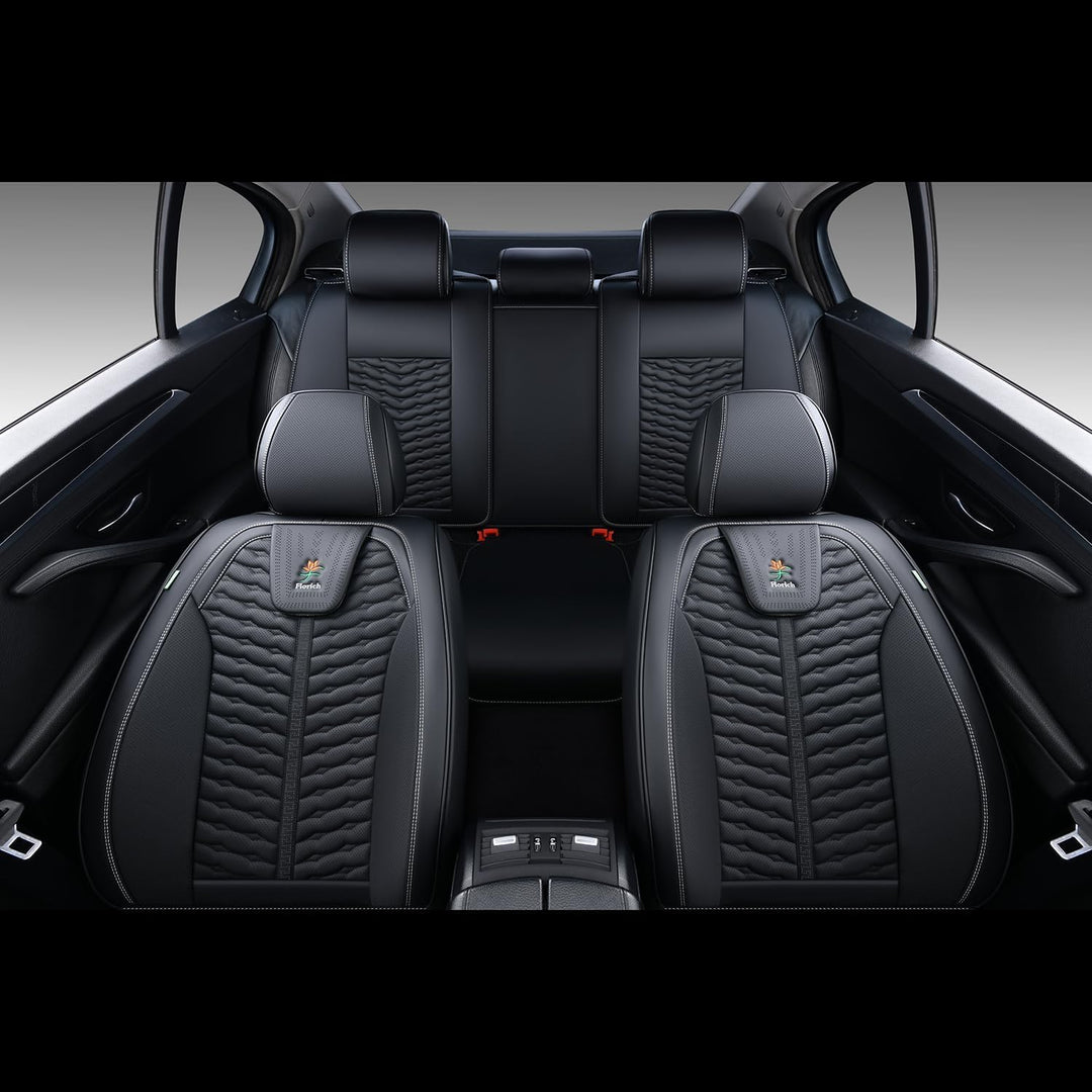 FLORICH Florcih Autositzbezüge, Premium Leder-Vorder und Rücksitzbezüge, 5 Stück, universelles Auto-
