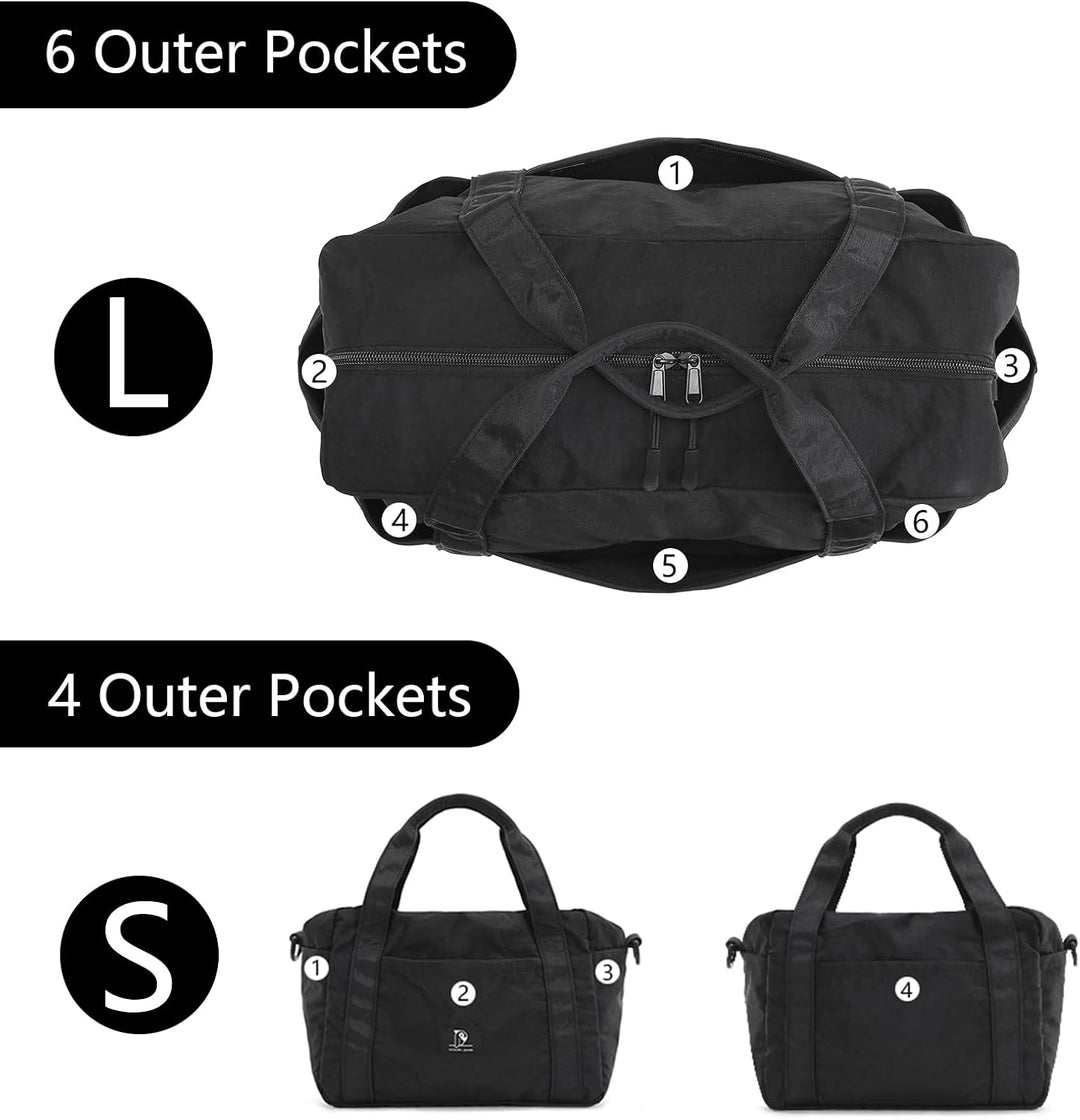 Kleine Reisetasche, Schultertasche mit Trolley-Aufsteckfunktion | 12L Reisetasche mit 6 Aussentasche