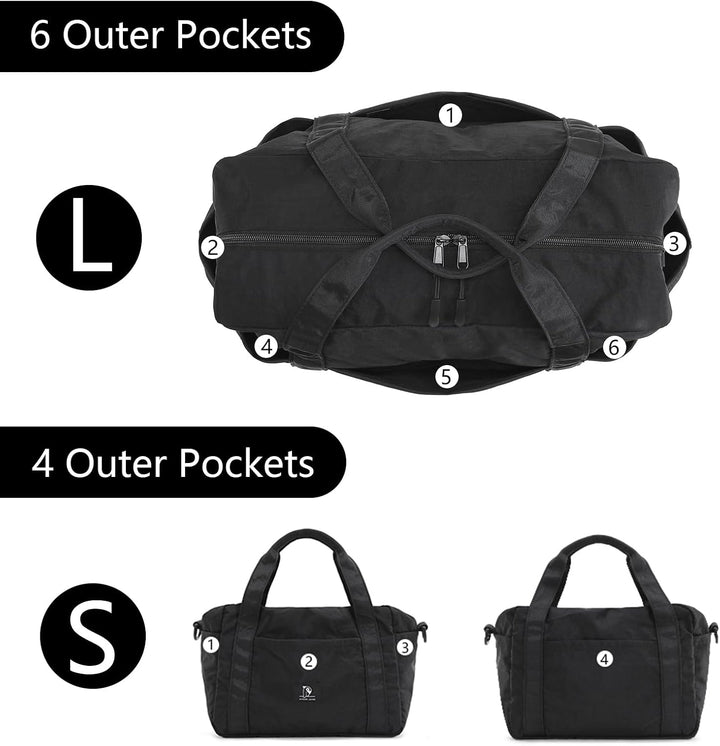 Kleine Reisetasche, Schultertasche mit Trolley-Aufsteckfunktion | 12L Reisetasche mit 6 Aussentasche