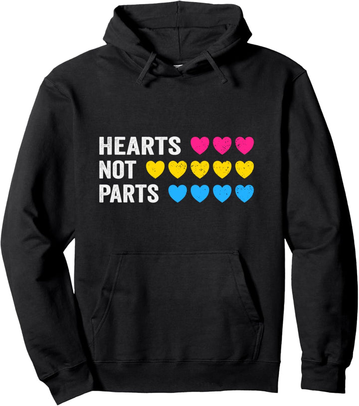 Hearts not Parts Pansexual Pride Pullover Hoodie