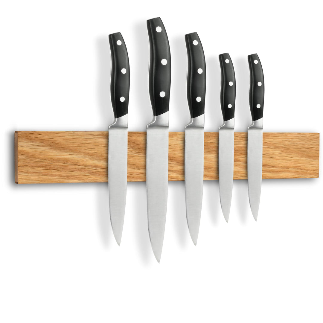 holz4home® Magnetleiste Messer Eichenholz 40x6 cm I Messerleiste magnetisch zum Kleben oder Schraube