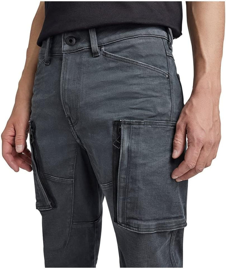G-STAR Herren Jeans Denim Cargo 3D Skinny Fit Jeans 28W / 32L Grau (Worn in Tornado D22075-d185-d353