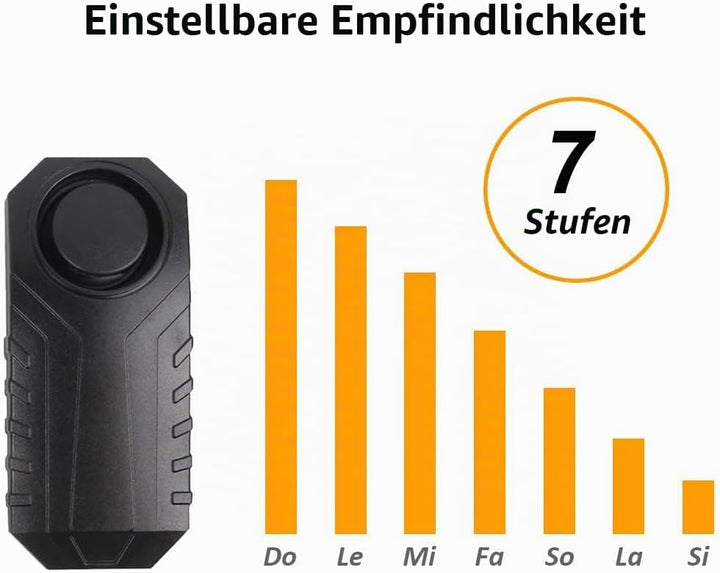 Lancoon Verbesserter Fahrrad Alarm 2 Packungen, 110dB Diebstahlsicherung Sensor Wasserdicht Für Moto