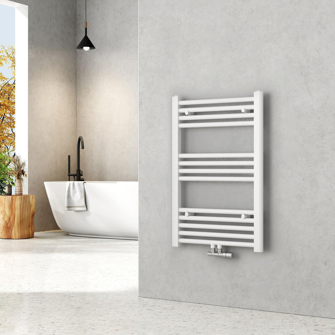 EMKE Handtuchheizkörper 750x500 mm - Gerade Badheizkörper mit Mittelanschluss, Effizienter Handtuchw