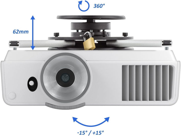 deleyCON Universal Beamer Projektor Deckenhalterung +-15° Neigbar - 360° Schwenkbar - bis 20Kg - Dec