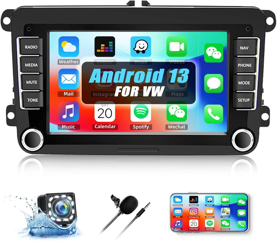 CAMECHO Android 13 Autoradio für VW Golf 5 6 Polo Passat Skoda Touran mit Navi,7 Zoll Touchscreen Ra