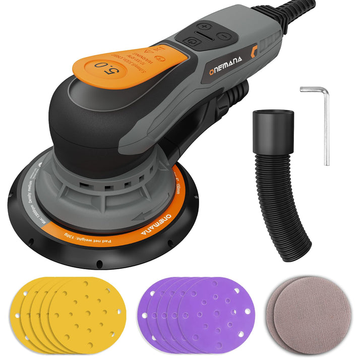Exzenterschleifer 150 mm, Bürstenloser Exzenterschleifer mit 5,0 mm Exzenterhub, 350W Schleifmaschin