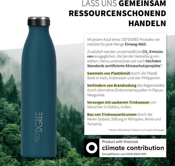 720°DGREE Edelstahl Trinkflasche “milkyBottle” - 1L - BPA-Frei, Auslaufsicher, Kohlensäure geeignet