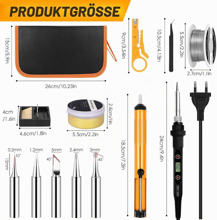 80W Lötkolben Set mit LCD-Temperaturdisplay, 7s Schnelles Aufheizen & Einstellbar 180-500°C, Komplet