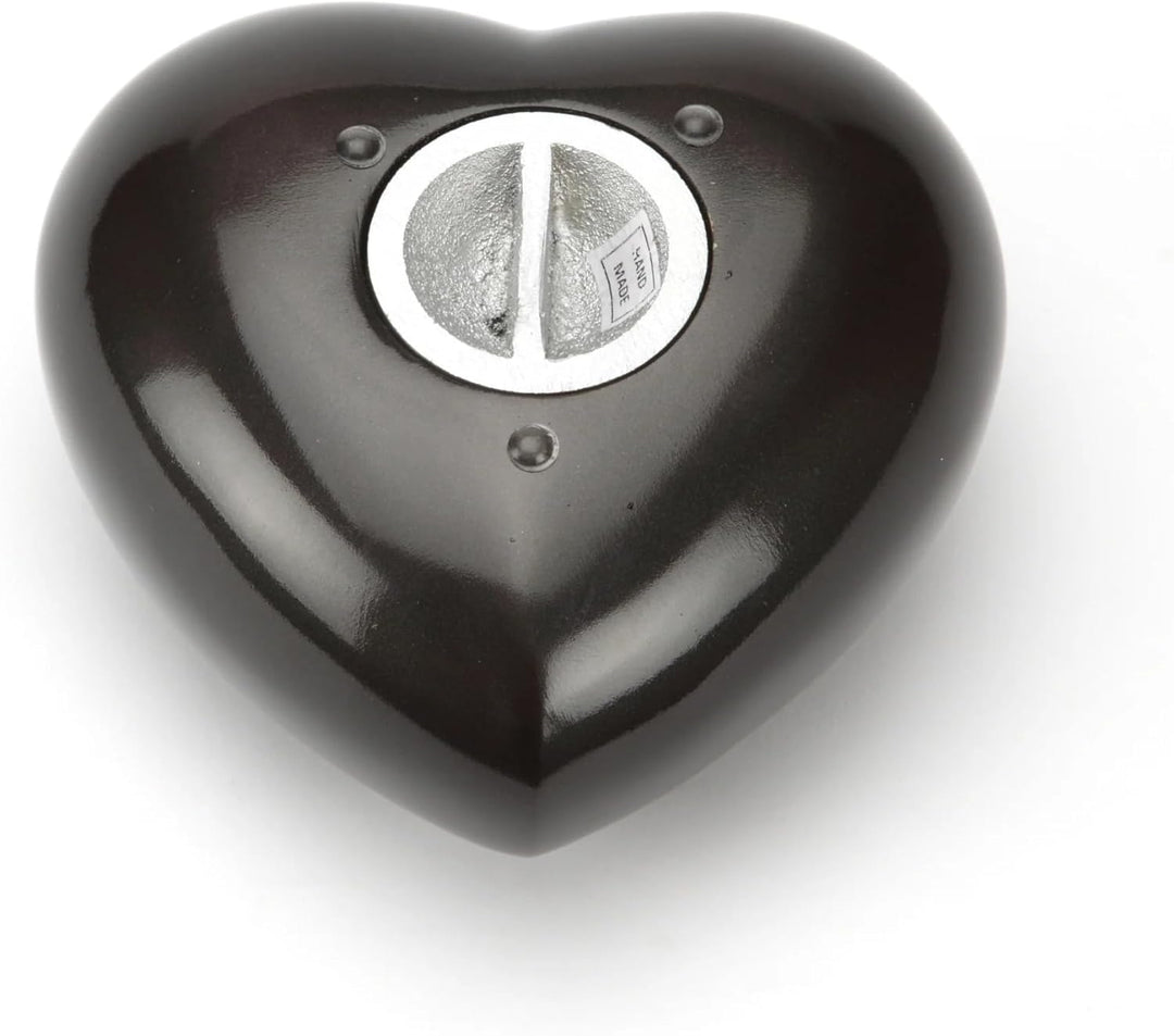 Urns UK Chertsey Gedenkurne für Haustiere herzförmig 7,6 cm Zinnoptik / Schwarz, Schwarz