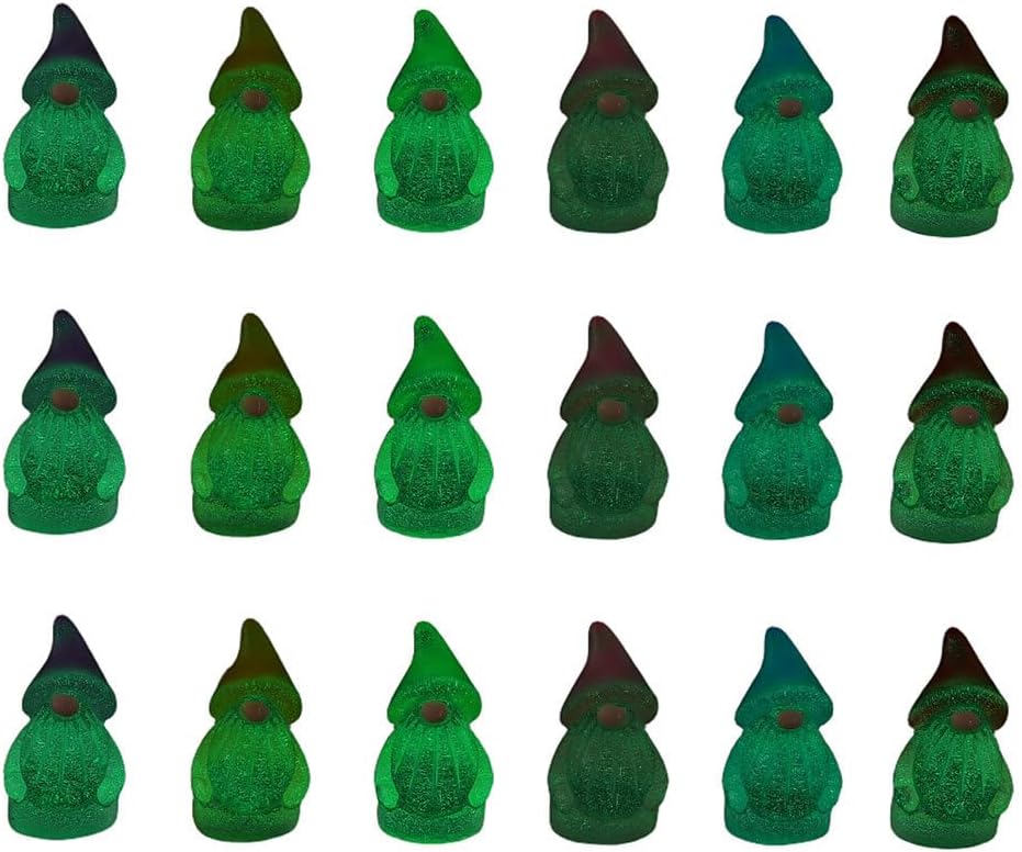 Supvox 60 Stück Nachtleuchtende Mini Gartenzwerge - Ostern Deko Figuren aus Harz - Fluoreszierende M