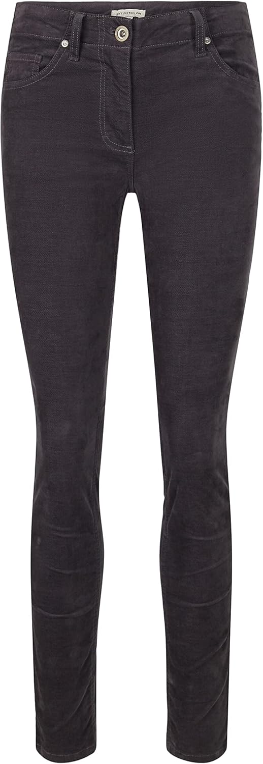 TOM TAILOR Damen Alexa Slim Samthose 34W / 32L 15417 - Evident Anthracite, 34W / 32L 15417 - Evident