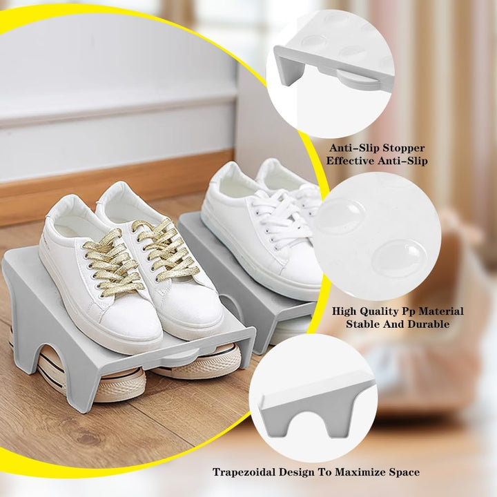 Schuhstapler rutschfeste Schuhschlitze,8 Stück Schuhstapler Platzsparen Doppelschicht Schuhregal Sch