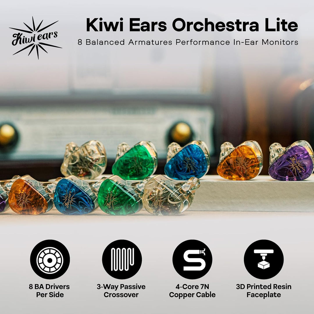 LINSOUL Kiwi Ears Orchestra Lite Performance Custom 8BA In-Ear Monitor IEM mit abnehmbarem 4-adrigem