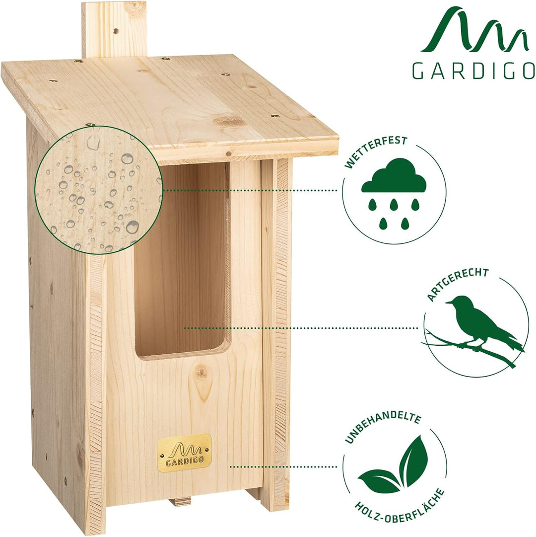 GARDIGO® Nistkasten Bausatz für Rotkehlchen I Vogelhaus zum selber Bauen I Made in Germany I Wetterf